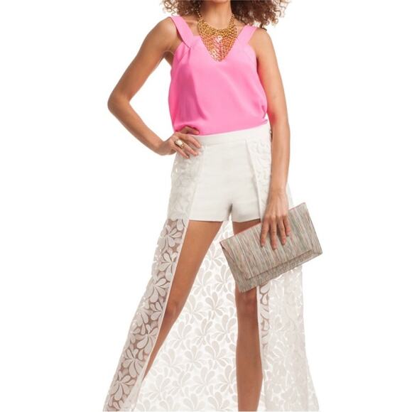 Trina Turk Pants - Trina Turk White Oriane Shorts with Petal Lace Maxi Skirt Size 2